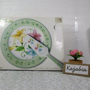 HOME ESSENTIALS Lilies Cake Plate with Server